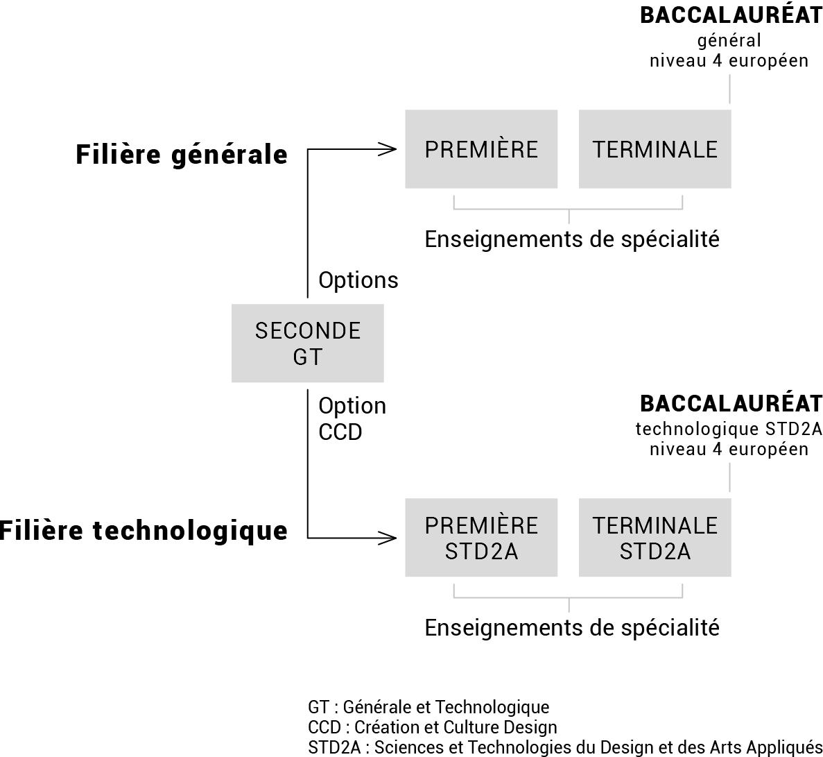Schéma des filières du lycée général et techologique